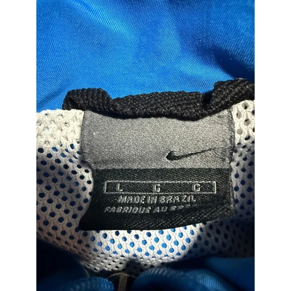 Vintage Nike Windbreaker Jacket Coat‎ Mens Large Blue White Full Zip Lightweight